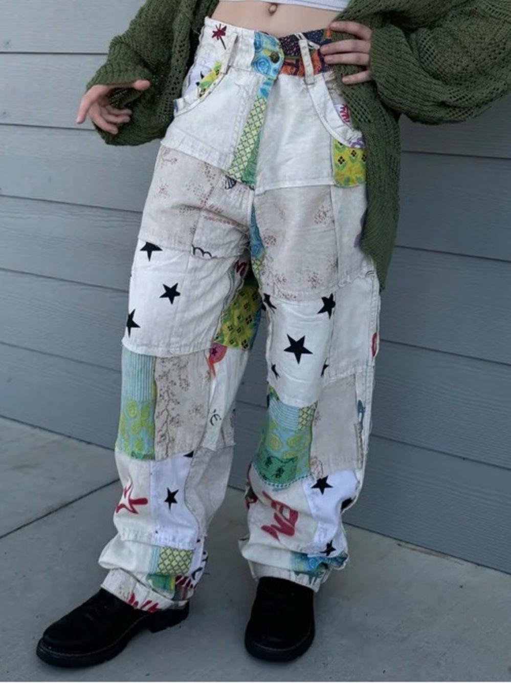 Patchwork Boho W Pants in Cream & Multicolor